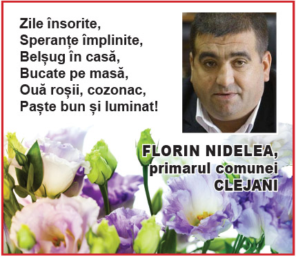 Urări de sfintele sărbători de Paște, din partea unor personalități: primarul comunei Clejani