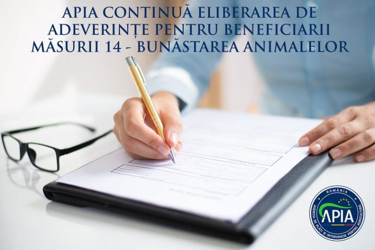 APIA Giurgiu continuă să eliberează adeverințe pentru beneficiarii Măsurii 14 – bunăstarea animalelor