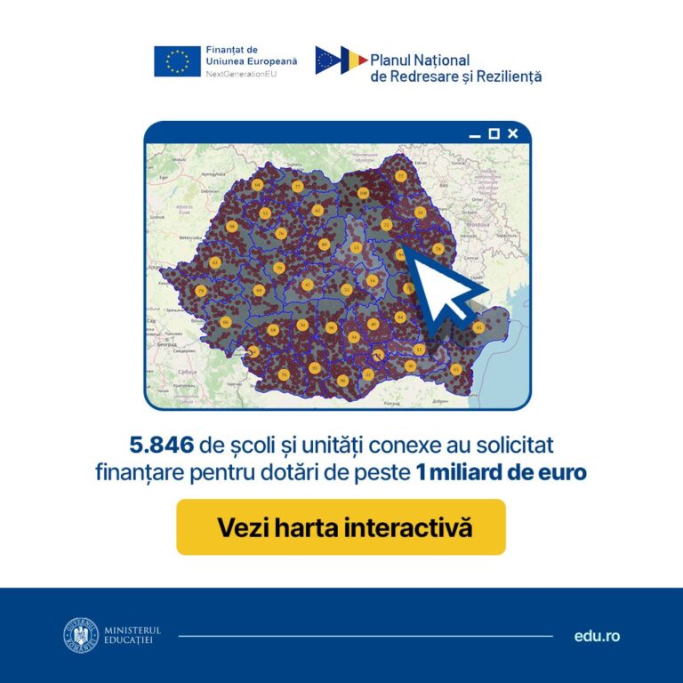 Dan MOTREANU: „53 de unități de învățământ din județul Giurgiu vor beneficia de fonduri UE pentru dotarea cu calculatoare, laptopuri, mobilier și materiale didactice.”