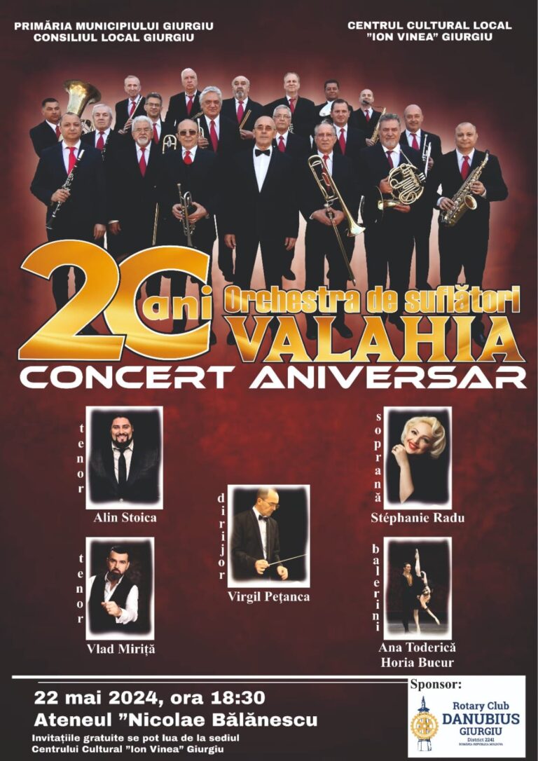 Concert aniversar al orchestrei de suflători „VALAHIA”, sub bagheta magică a dirijorului Virgil PEȚANCA