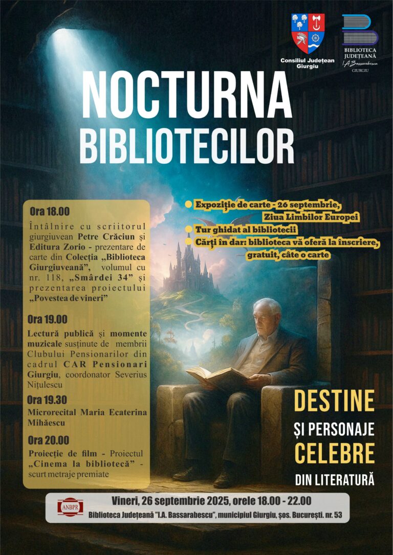 Vineri, la Giurgiu, are loc NOCTURNA BIBLIOTECILOR!