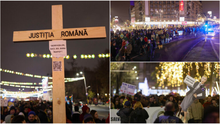 Peste 10.000 de persoane au participat duminică, la protestul din Piața Victoriei, în București.