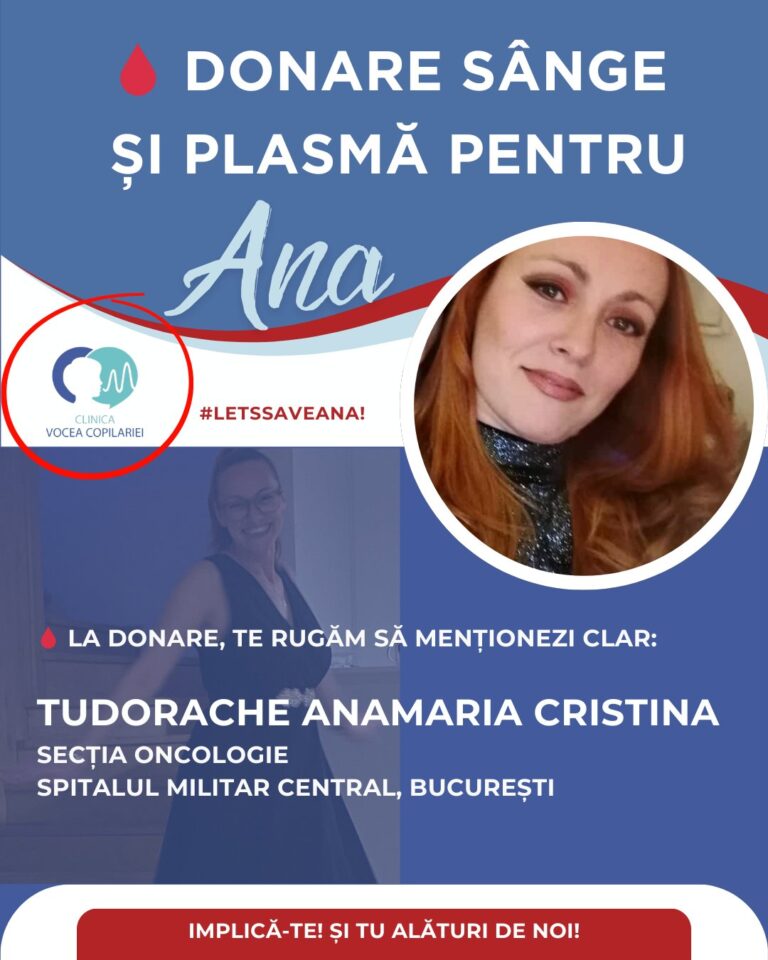 Anunț UMANITAR: Anamaria are nevoie de voi cu donare de plasmă!