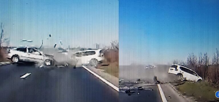 Imagini ale accidentului de duminică, pe DN 6,  între Valea Plopilor și Ghimpați, județul Giurgiu,  soldat cu moartea unui bărbat de 57 de ani