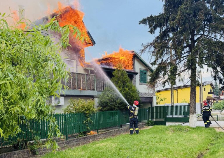 Incendiu violent, astăzi dimineață, la o casă din Băneasa