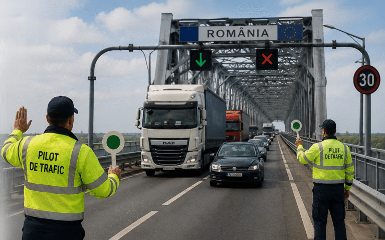 Podul Prieteniei, sub supraveghere permanentă: CNAIR introduce piloți de trafic pentru a evita blocajele și protejarea structurii podului Giurgiu–Ruse