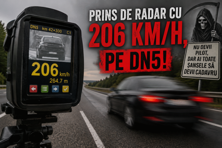 Prins de radar cu 206 km/h, pe DN5! „Nu devii pilot, dar ai toate șansele să devii cadavru”: record de inconștiență pe drumul dintre Giurgiu și București
