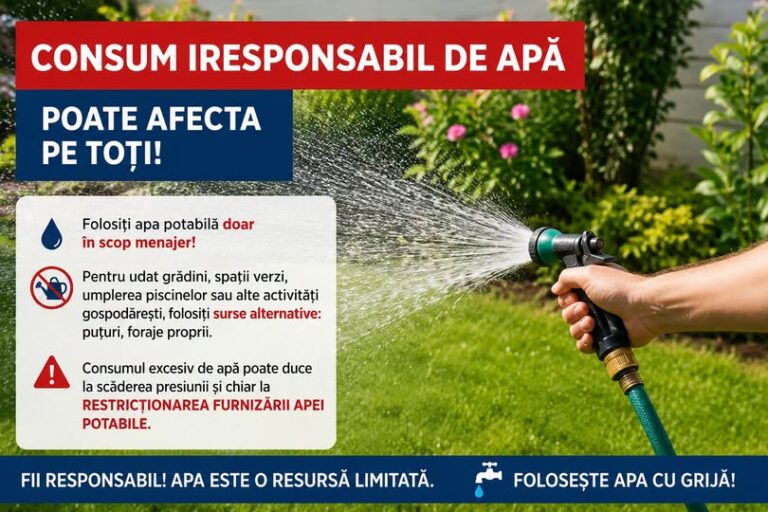 Apa Service SA Giurgiu: Apel urgent pentru reducerea consumului de apă potabilă în Bolintin-Vale