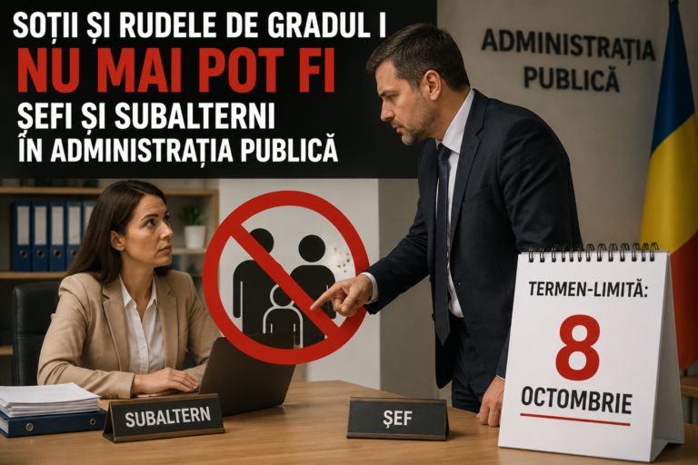  Soții și rudele de gradul I nu mai pot fi șefi și subalterni în administrația publică. Termen-limită: 8 octombrie