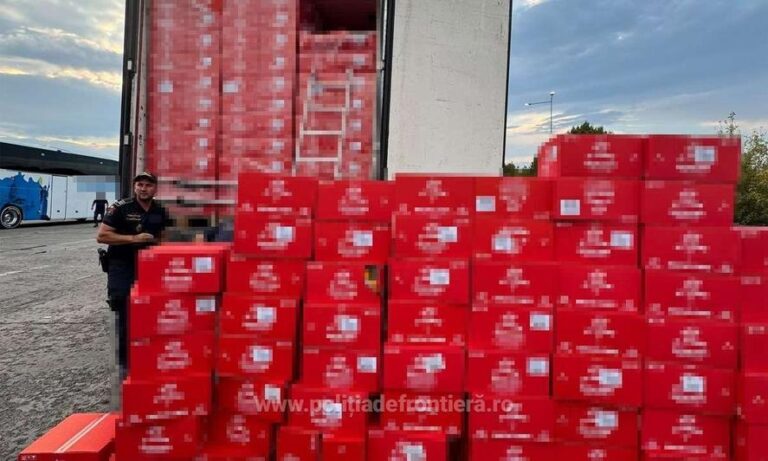 Peste 4 MILIOANE de țigări de contrabandă, în valoare de 6,1 milioane de lei, descoperite într-un camion din Ucraina. Șoferul a fost arestat…! (VIDEO)