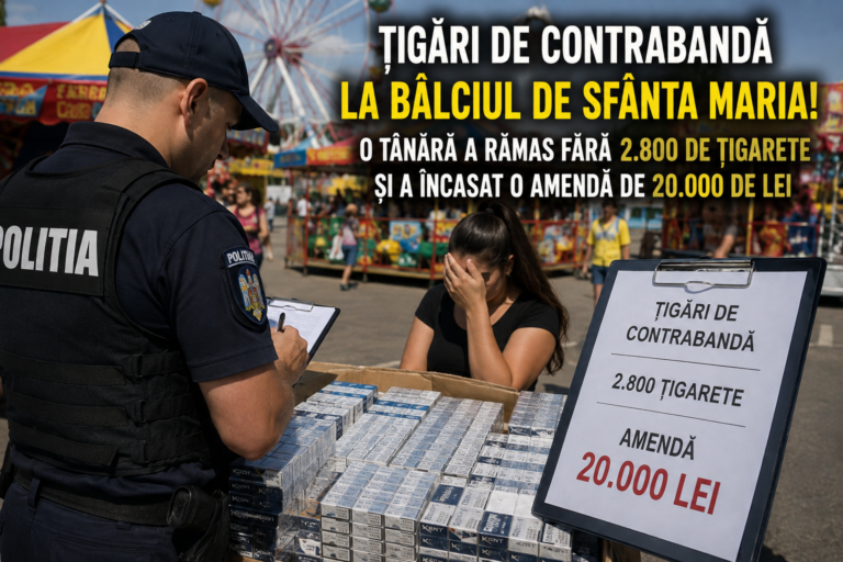 Țigări de contrabandă la Bâlciul de Sfânta Maria! O tânără a rămas fără 2.800 de țigarete și a încasat o amendă de 20.000 de lei