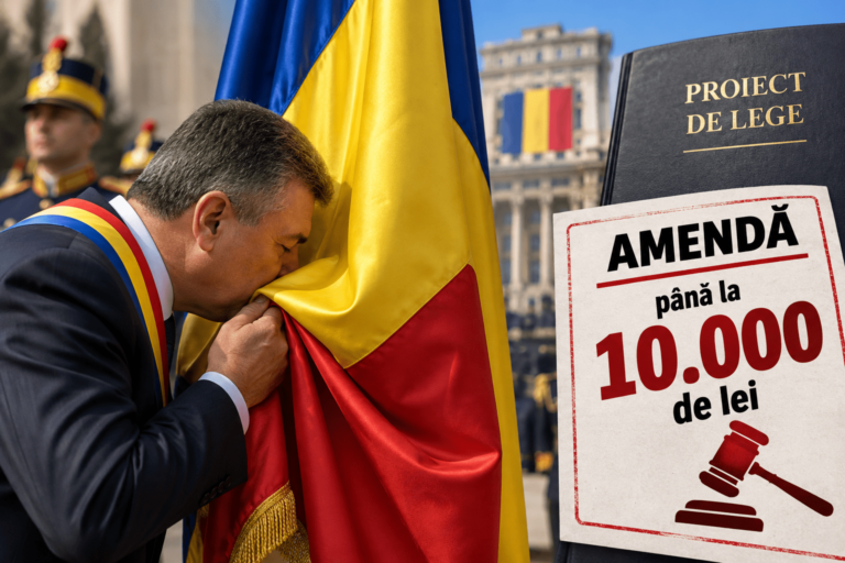 Patriotism cu forța marca AUR: Oficialii care refuză să sărute Drapelul României ar putea fi amendați cu până la 10.000 de lei. Proiect aproape de votul decisiv