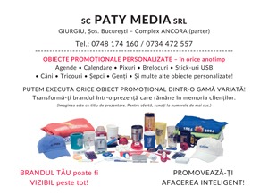 SC PATTY MEDIA SRL - Obiecte promoționale personalizate - Complex ANCORA, Giurgiu